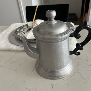 Wilton Armetale Silver Teapot with Black Handle